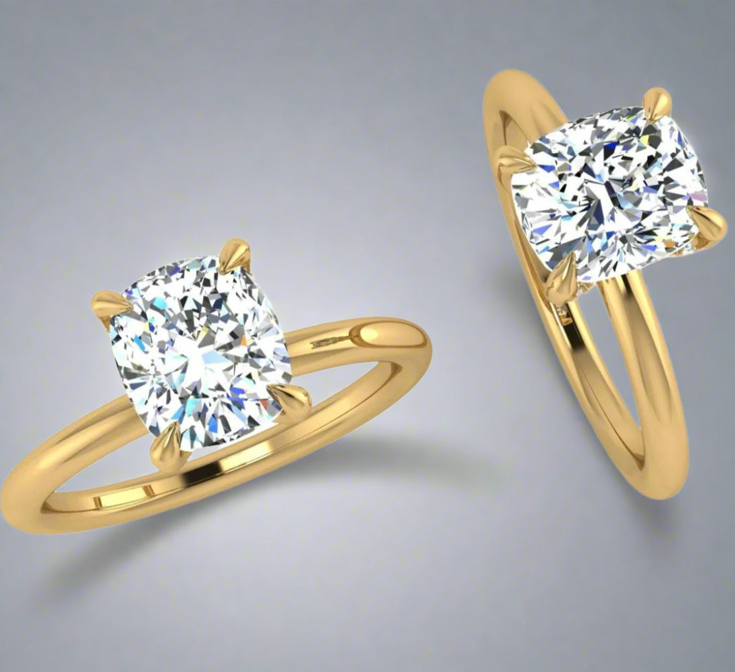 1.79ct Cushion Diamond Engagement Ring with Under Prong Accents - Thenetjeweler