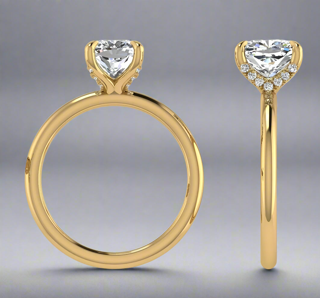 1.79ct Cushion Diamond Engagement Ring with Under Prong Accents