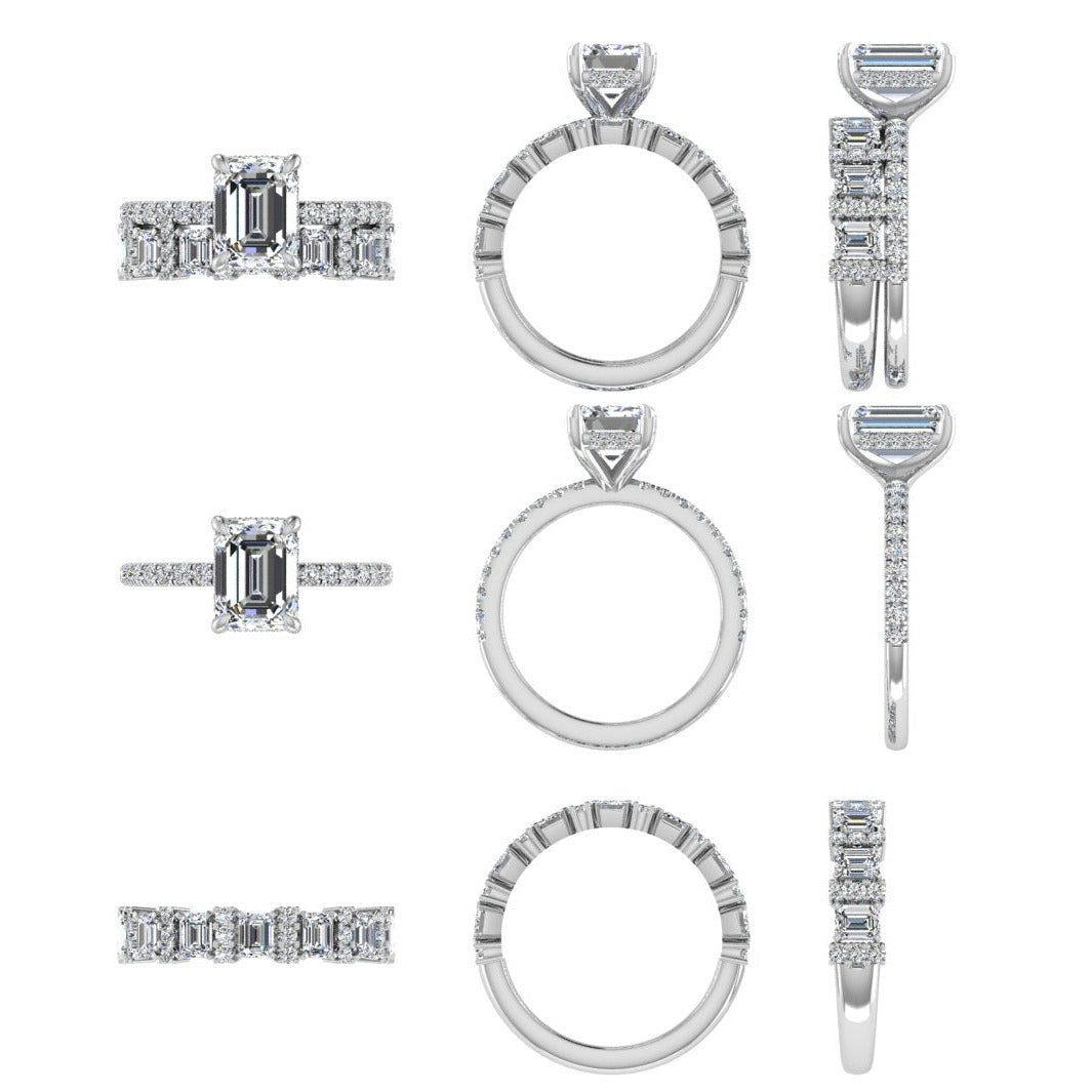 Emerald cut and Round Diamonds Eternity Band 1 carat - Thenetjeweler
