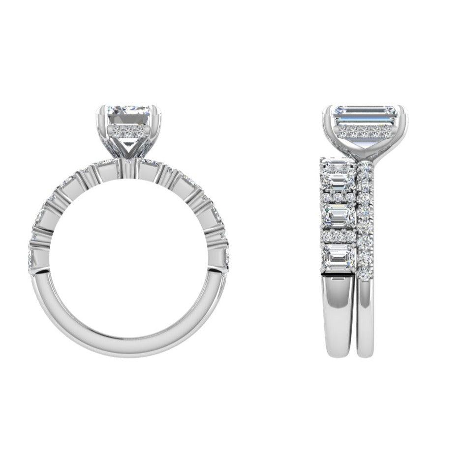 Emerald cut and Round Diamonds Eternity Band 1 carat - Thenetjeweler