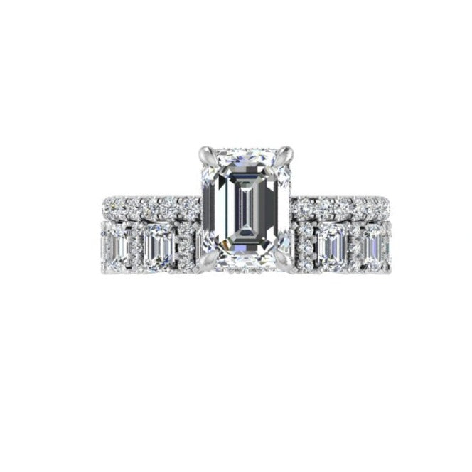 Emerald cut and Round Diamonds Eternity Band 1 carat - Thenetjeweler