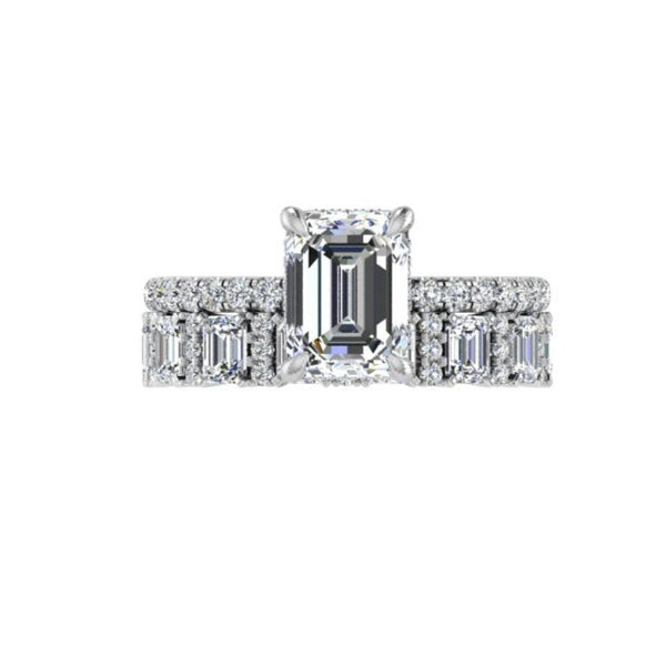 Emerald cut and Round Diamonds Eternity Band 1 carat - Thenetjeweler