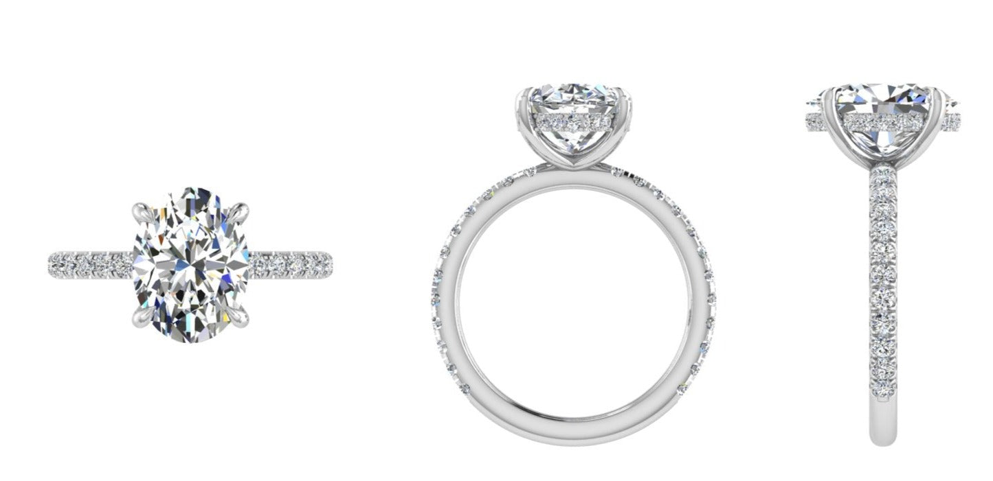 Oval Diamond Under Prong Halo Engagement Ring 0.30 ct. - Thenetjeweler