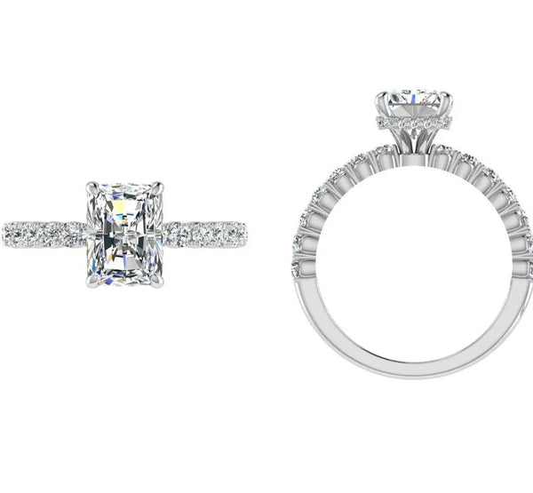2 ct Emerald Lab Grown Diamond Hidden Halo Engagement Ring - Thenetjeweler