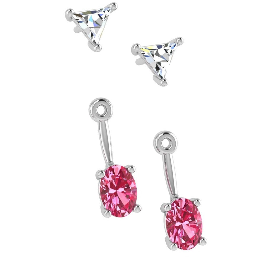 Pink Sapphire and Diamond Jacket Earrings - Thenetjeweler
