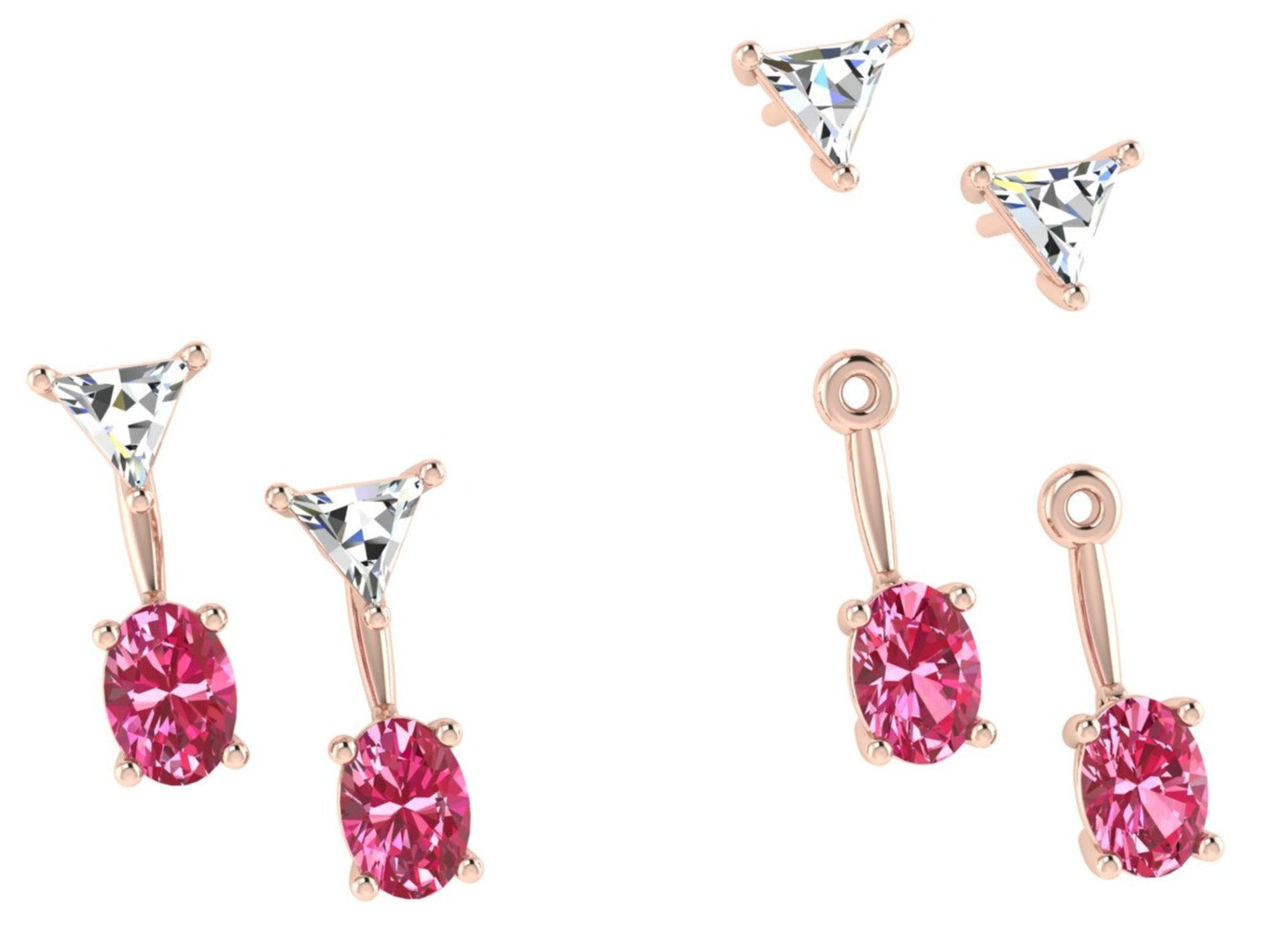 Pink Sapphire and Diamond Jacket Earrings - Thenetjeweler