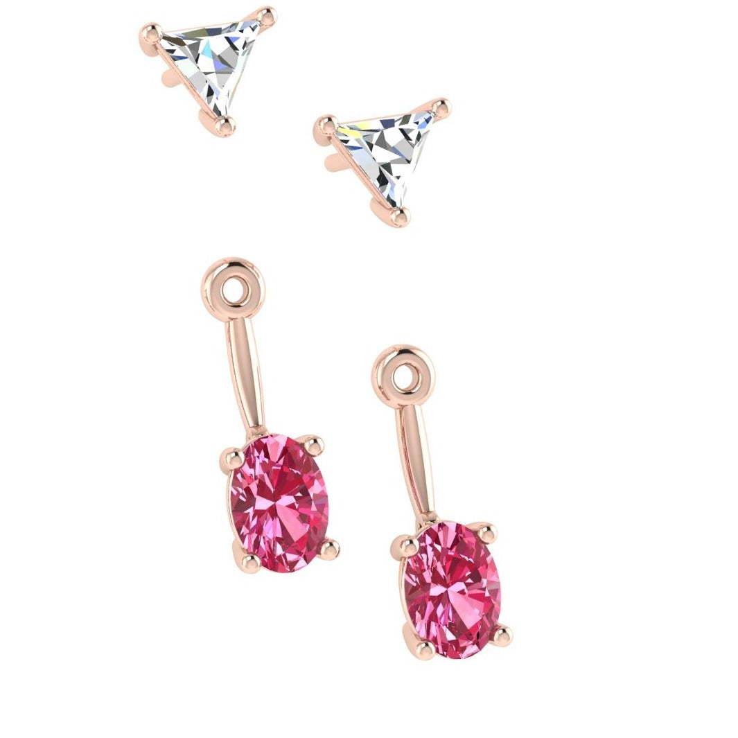 Pink Sapphire and Diamond Jacket Earrings - Thenetjeweler