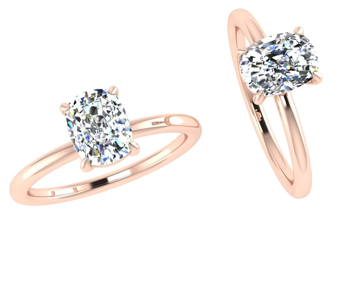 18K Rose Gold Cushion Solitaire Custom Engagement Ring - Thenetjeweler