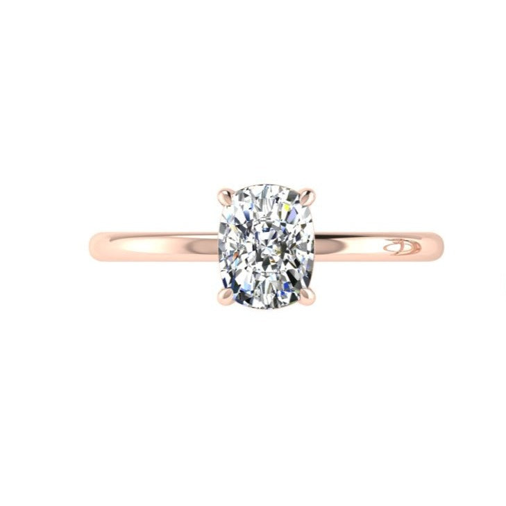 18K Rose Gold Cushion Solitaire Custom Engagement Ring - Thenetjeweler
