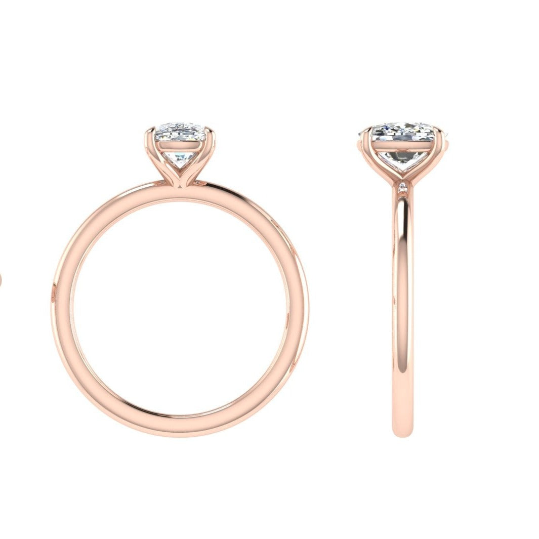 18K Rose Gold Cushion Solitaire Custom Engagement Ring - Thenetjeweler