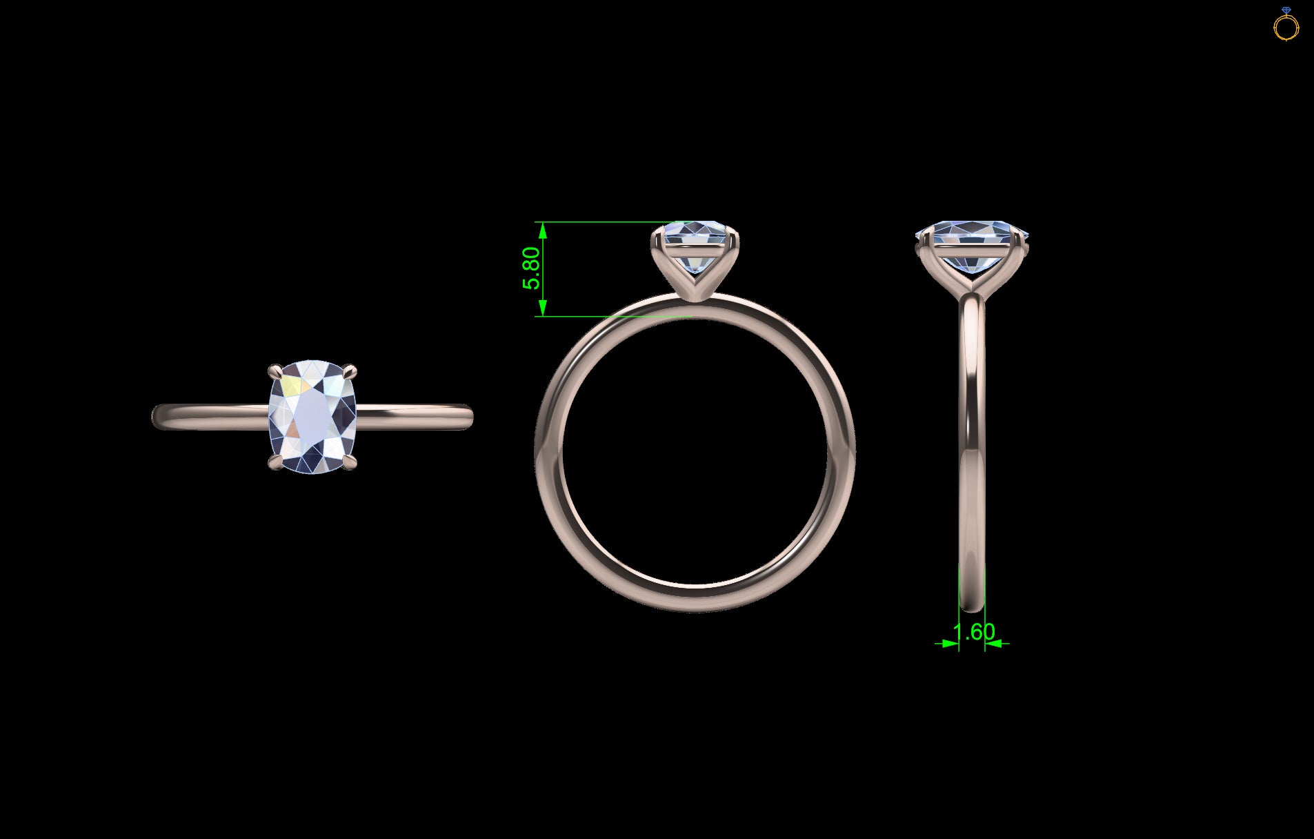 18K Rose Gold Cushion Solitaire Custom Engagement Ring - Thenetjeweler