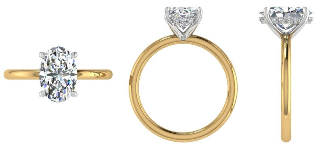Oval Cut Diamond Under Halo Engagement Ring - Thenetjeweler