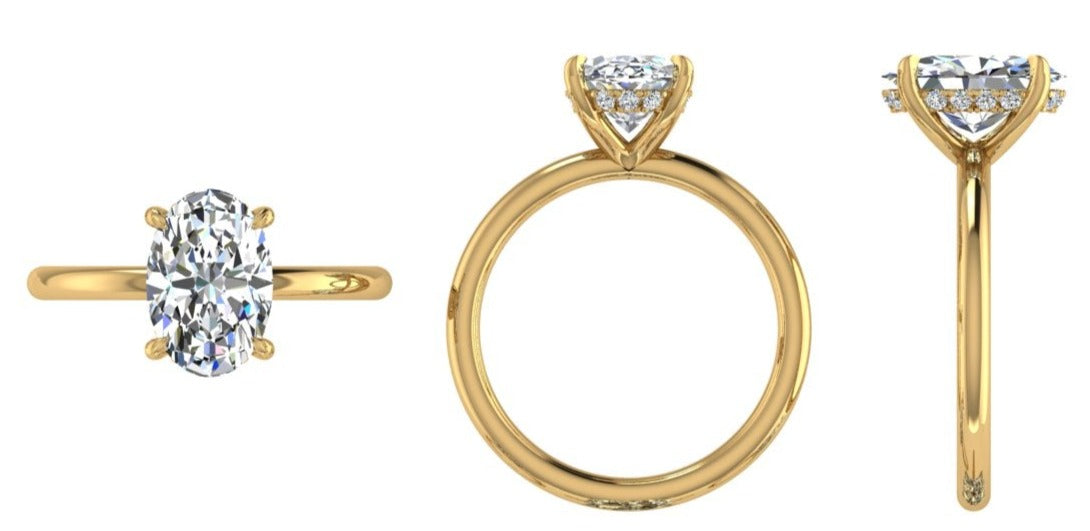 Oval Cut Diamond Under Halo Engagement Ring - Thenetjeweler