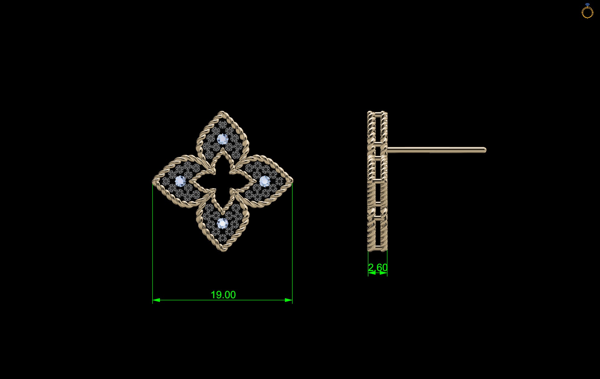 Flower Diamond Earrings in 14K Yellow Gold - Thenetjeweler