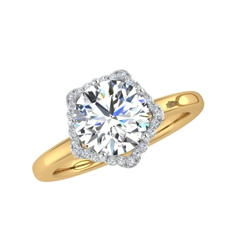 Floral Halo Diamond Engagement Ring - TheNetJeweler