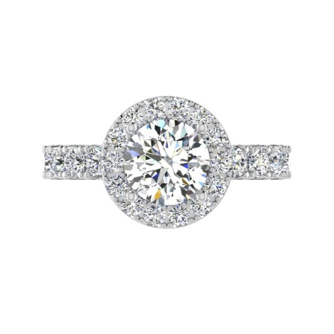 Round Halo Diamond Engagement Ring Flower Detailing 1.50ctw - Thenetjeweler