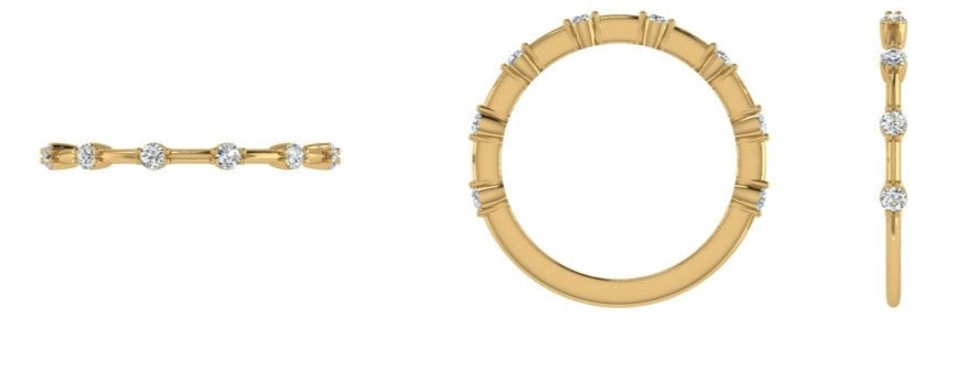 Half Eternity Spaced Diamonds Band and Solitaire Ring - Thenetjeweler