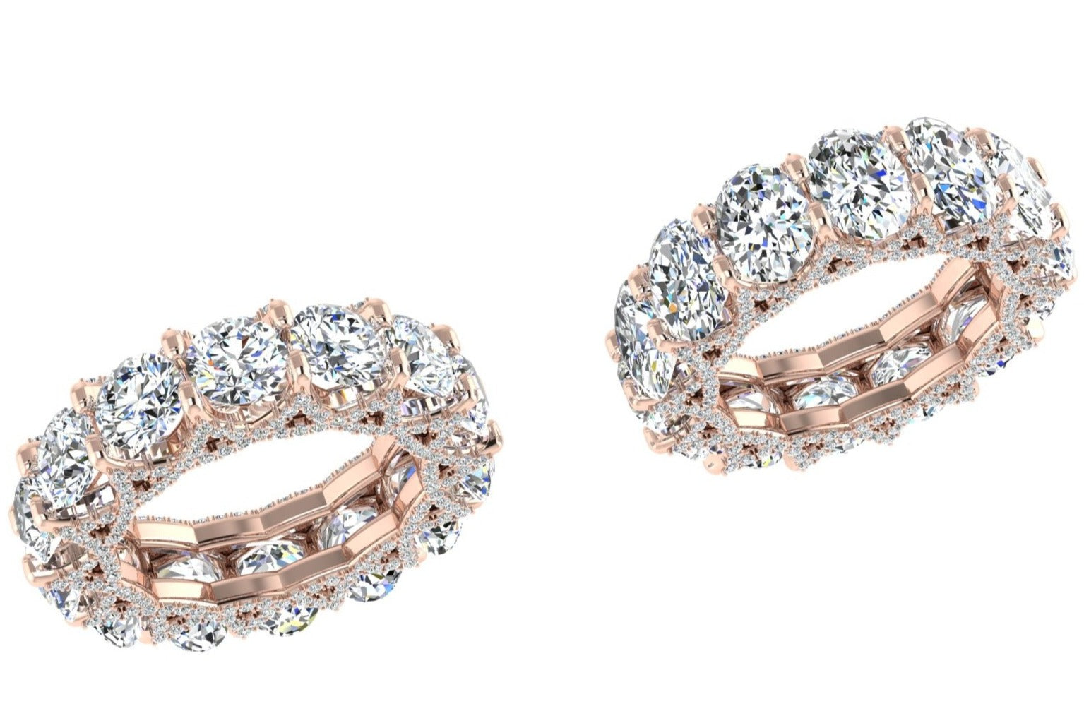 Half Oval Half Round Diamond Eternity Band 8.5 CT - Thenetjeweler