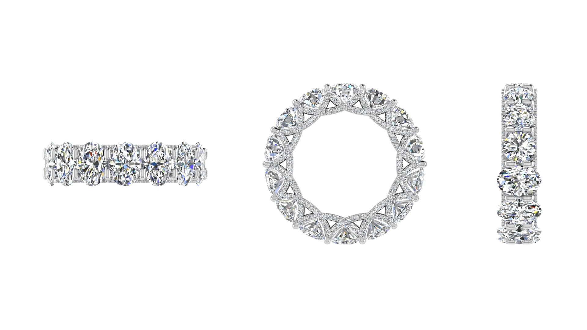 Half Oval Half Round Diamond Eternity Band 8.5 CT - Thenetjeweler