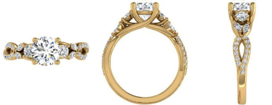 Round and Marquise Diamond Multi Stone Bridal Ring Set - Thenetjeweler