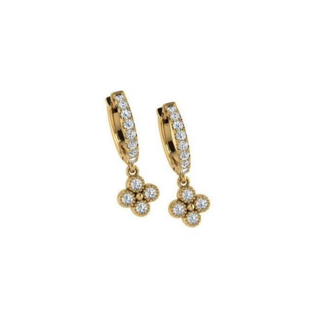 Diamond Flower Earrings 14k Rose Gold - Thenetjeweler