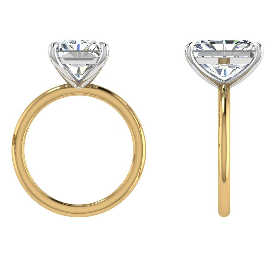 Radiant Diamond Solitaire Ring 18K Two Tone Gold - Thenetjeweler