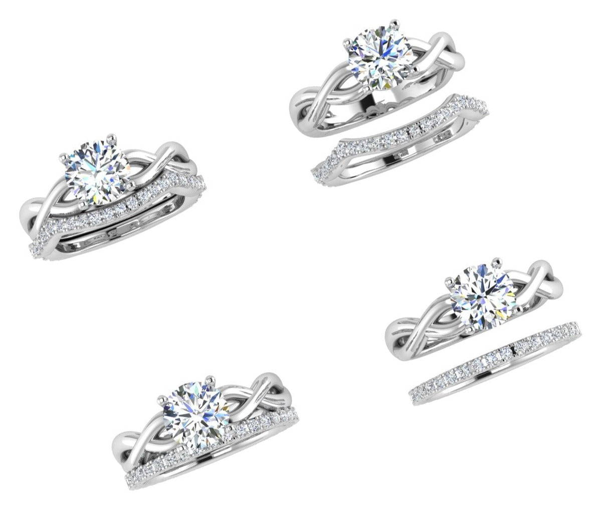 Diamond Swirl Engagement Ring Matching Band - TheNetJeweler