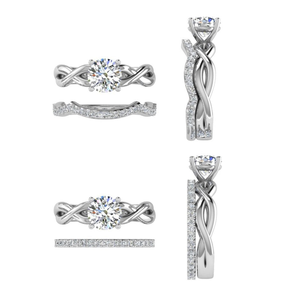 Diamond Swirl Engagement Ring Matching Band - TheNetJeweler