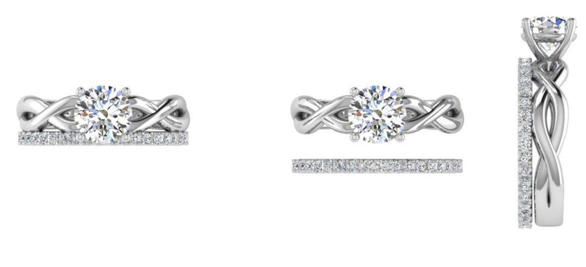 Diamond Swirl Engagement Ring Matching Band - TheNetJeweler