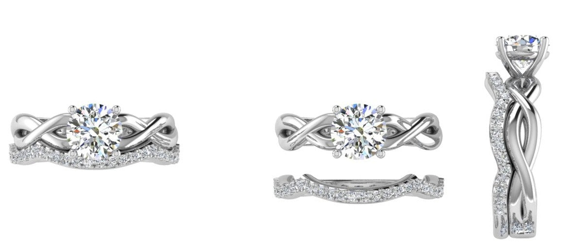 Diamond Swirl Engagement Ring Matching Band - TheNetJeweler