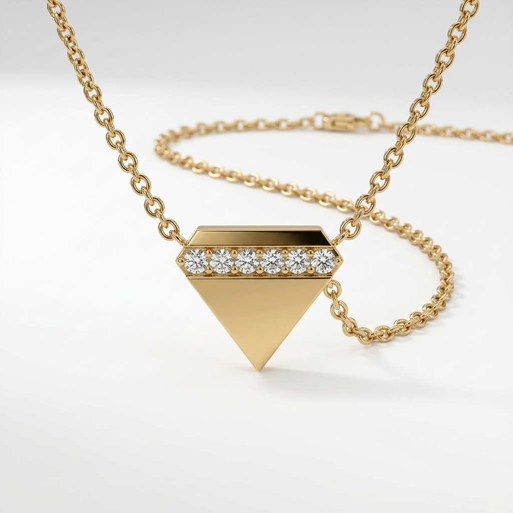Diamond-Shaped Pendant in 14K Gold with Lab-Grown Diamonds - Thenetjeweler