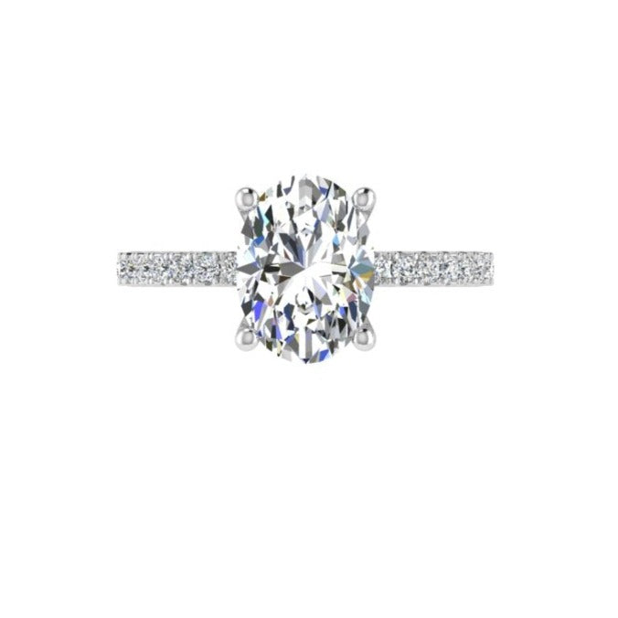 Oval Diamond Side stones Engagement Ring - Thenetjeweler