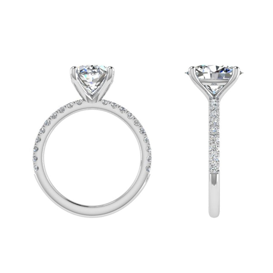 Oval Diamond Side stones Engagement Ring - Thenetjeweler
