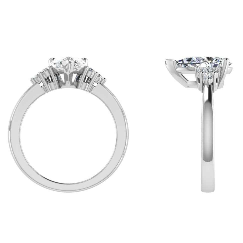 Pear Diamond Engagement Ring with Accents 18K White Gold - Thenetjeweler