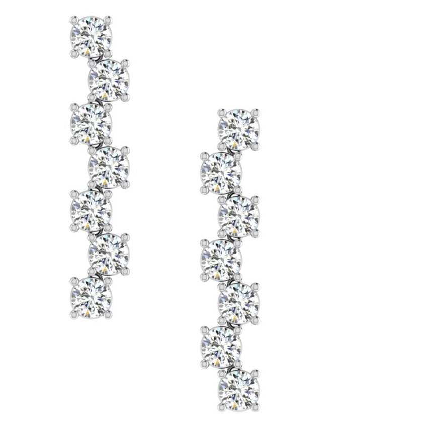 14K White Gold Scattered Diamond Drop Earrings - Thenetjeweler