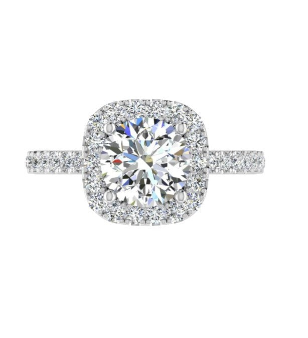 Cushion Halo Diamond Engagement Ring - Thenetjeweler