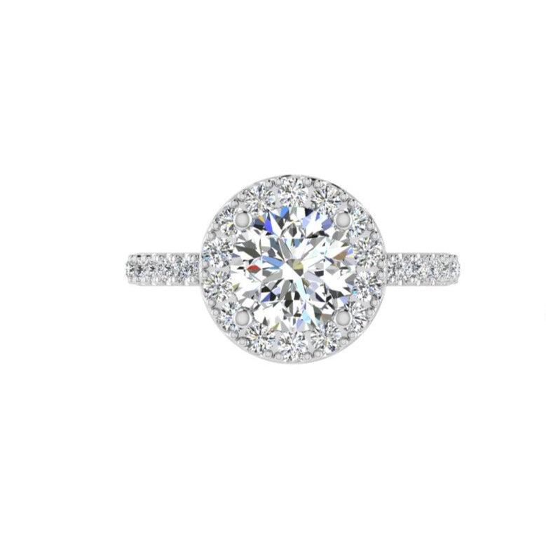 Round Halo Diamond Engagement Ring 0.45 ct. - Thenetjeweler