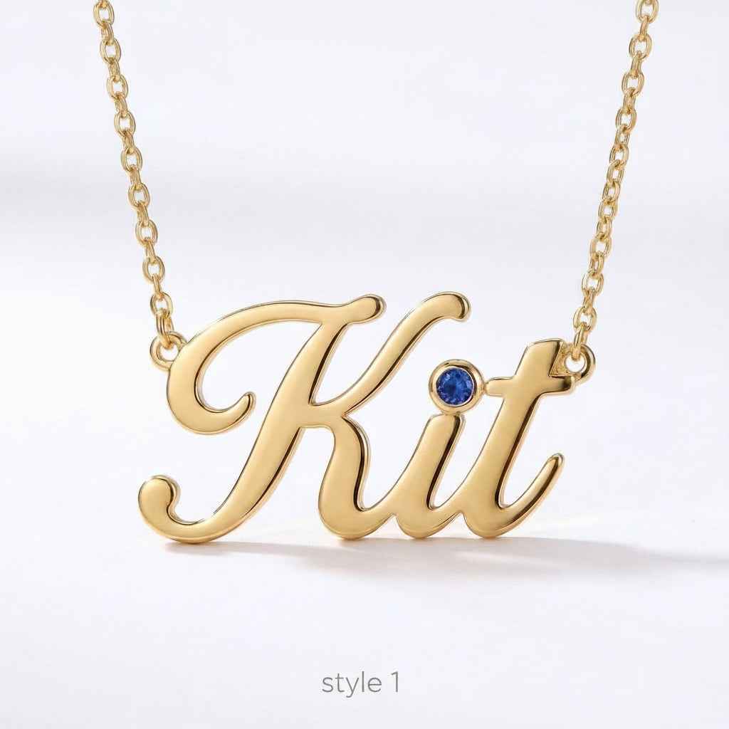 Personalized "Kit" Name Necklace in 14K Gold – Custom Script Pendant