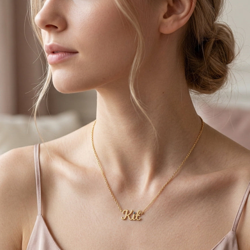 Personalized Name Necklace in 14K Gold – Custom Script Pendant - TheNetJeweler
