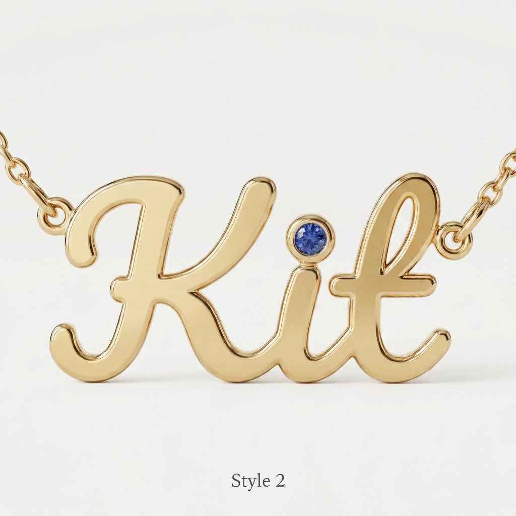 Personalized "Kit" Name Necklace in 14K Gold – Custom Script Pendant