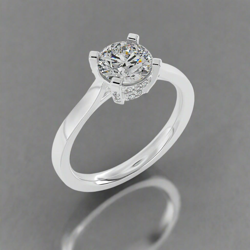 Hidden Diamonds Engagement Ring 18KT White Gold - Thenetjeweler