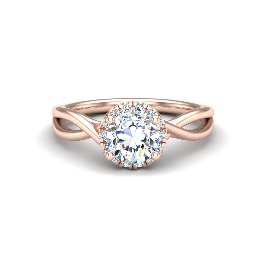 Twist Band Halo Engagement Ring - Thenetjeweler