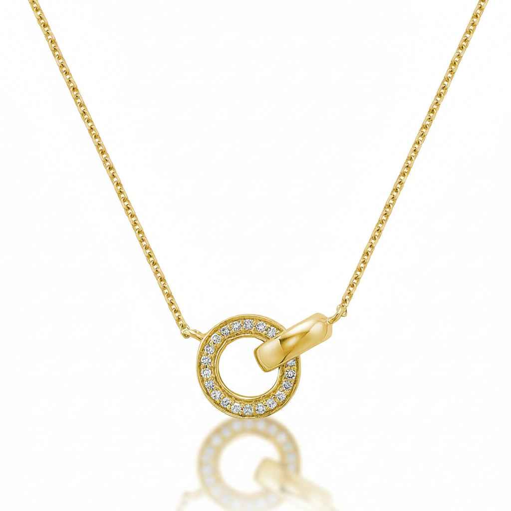 Love Knot Pendant Intertwined Circles Diamond Necklace 14K Gold