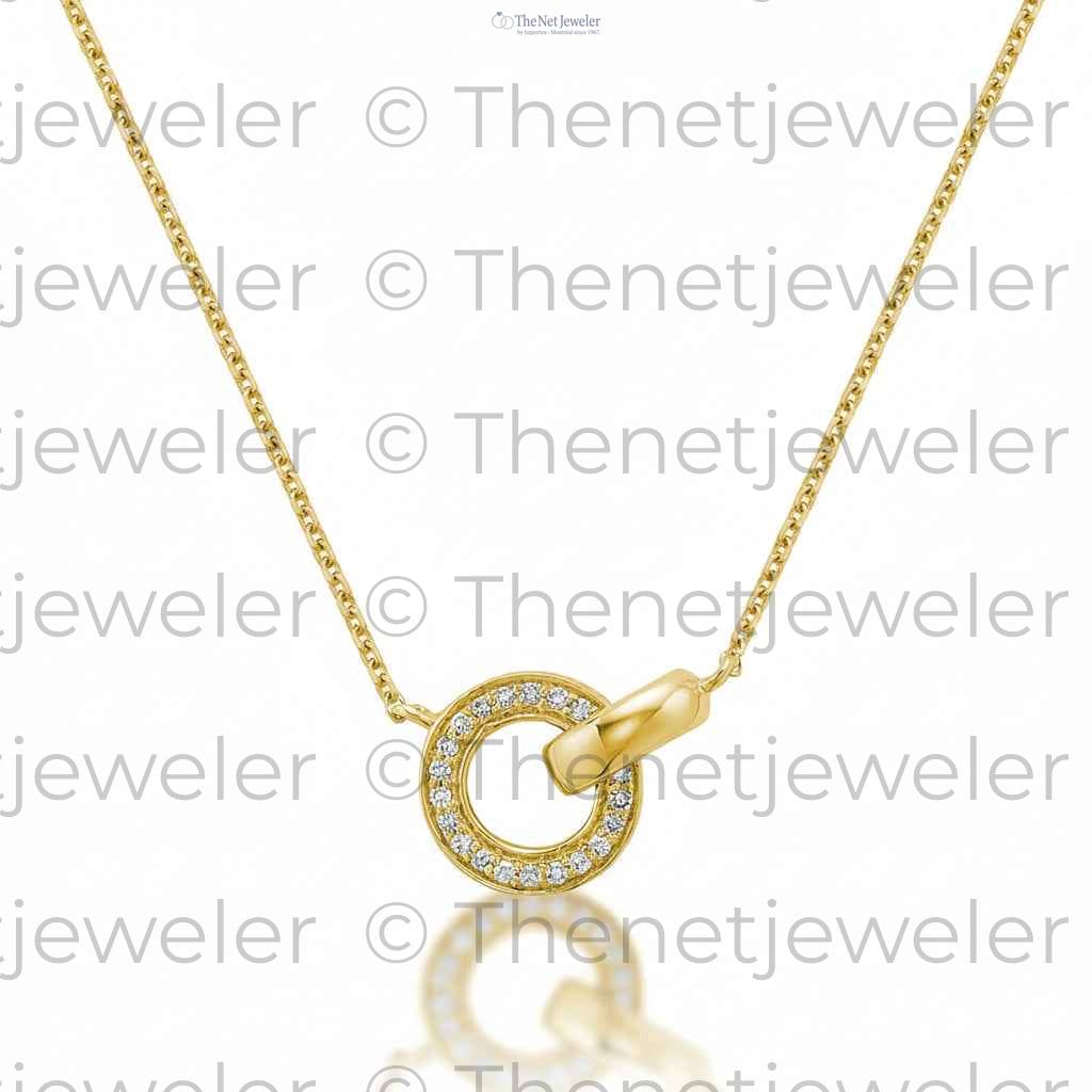 Love Knot Pendant Intertwined Circles Diamond Necklace 14K Gold