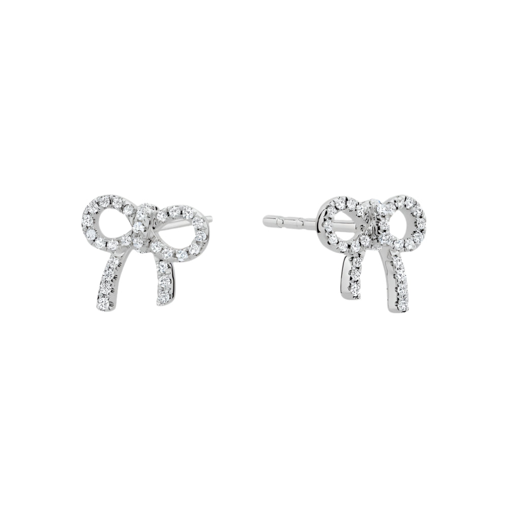 Diamond Bow Stud Earrings 14k
