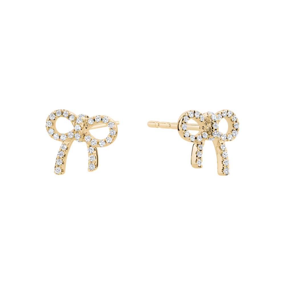 Diamond Bow Stud Earrings 14k