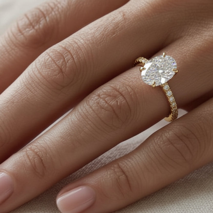 2 Carat Oval Moissanite Engagement Ring 14k White Gold