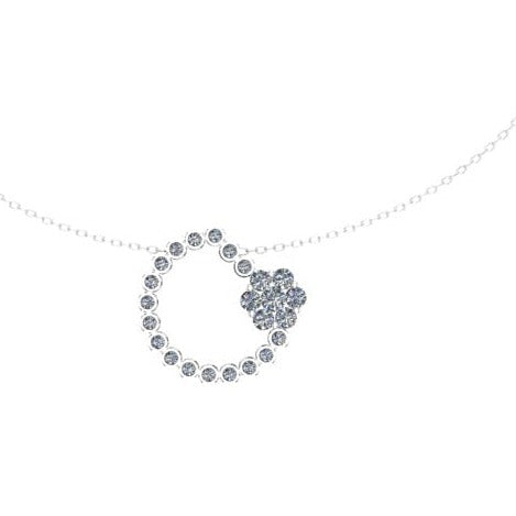Lab Grown Diamond Half Circle Pendant with Flower (1 Ct. Tw.) | Thenetjeweler