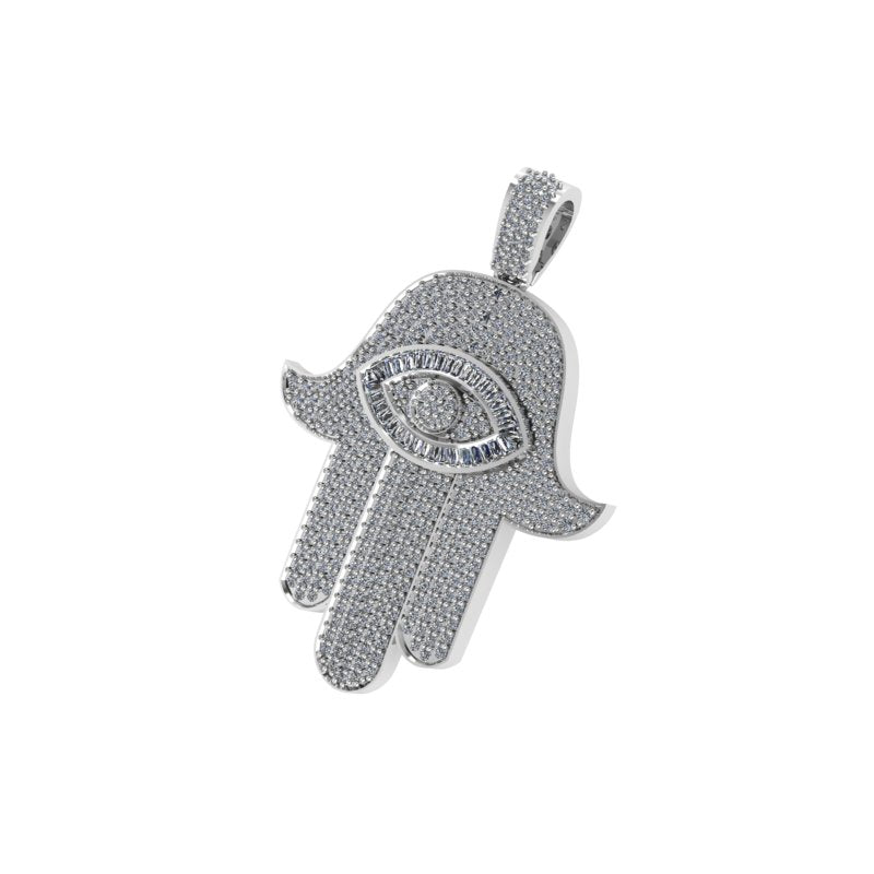Mens Diamond Hamsa Pendant 14K Gold - Thenetjeweler