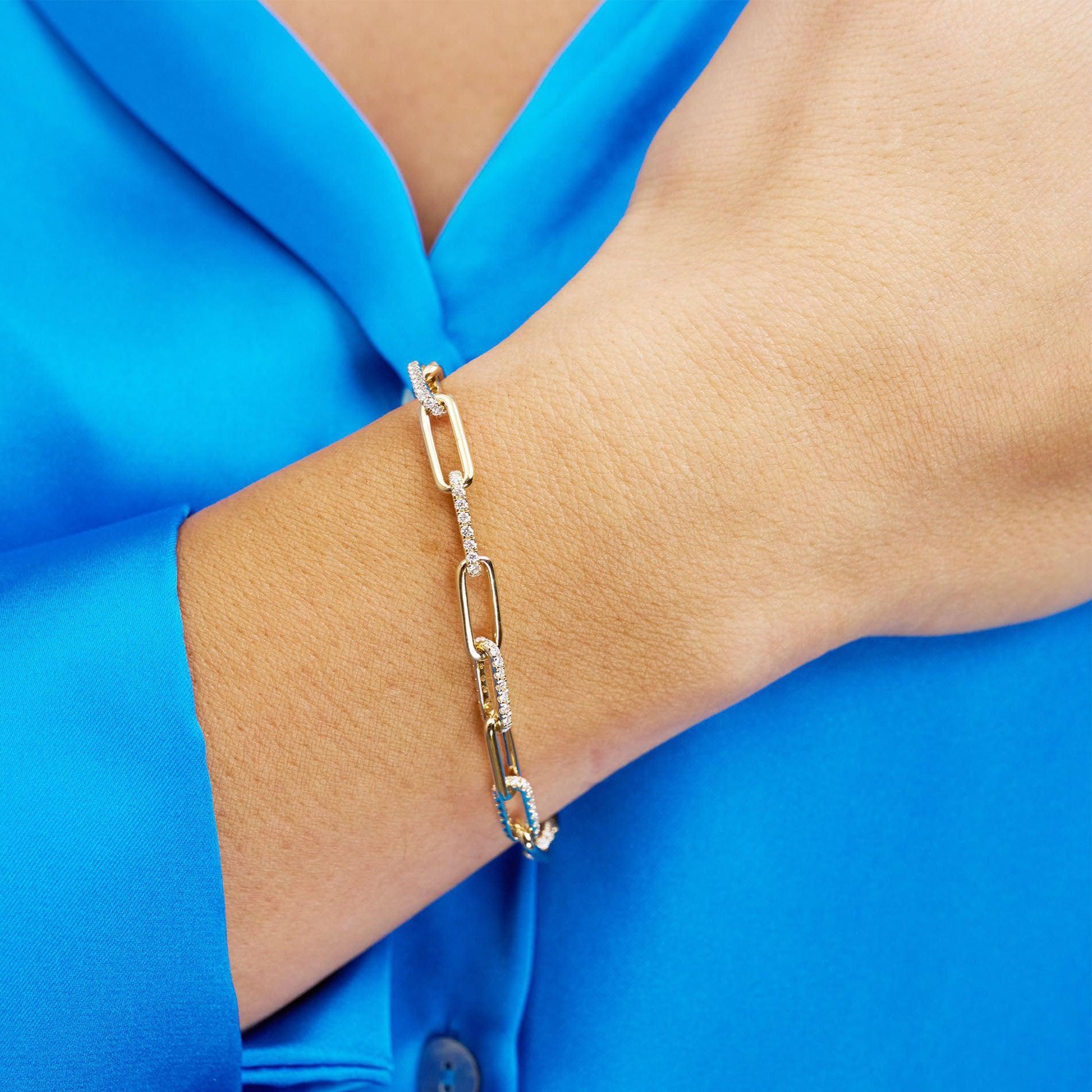 Paper Clip Diamond Bracelet -Thenetjeweler